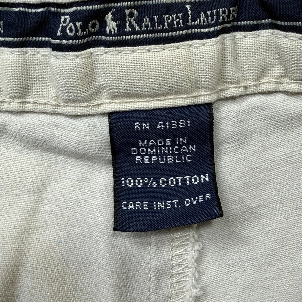 Vintage Polo Ralph Lauren Tyler Short Mens 34 Khaki Tan Pleated Classic Chino